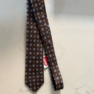 Canali Brown Tie with Blue Diamond Pattern